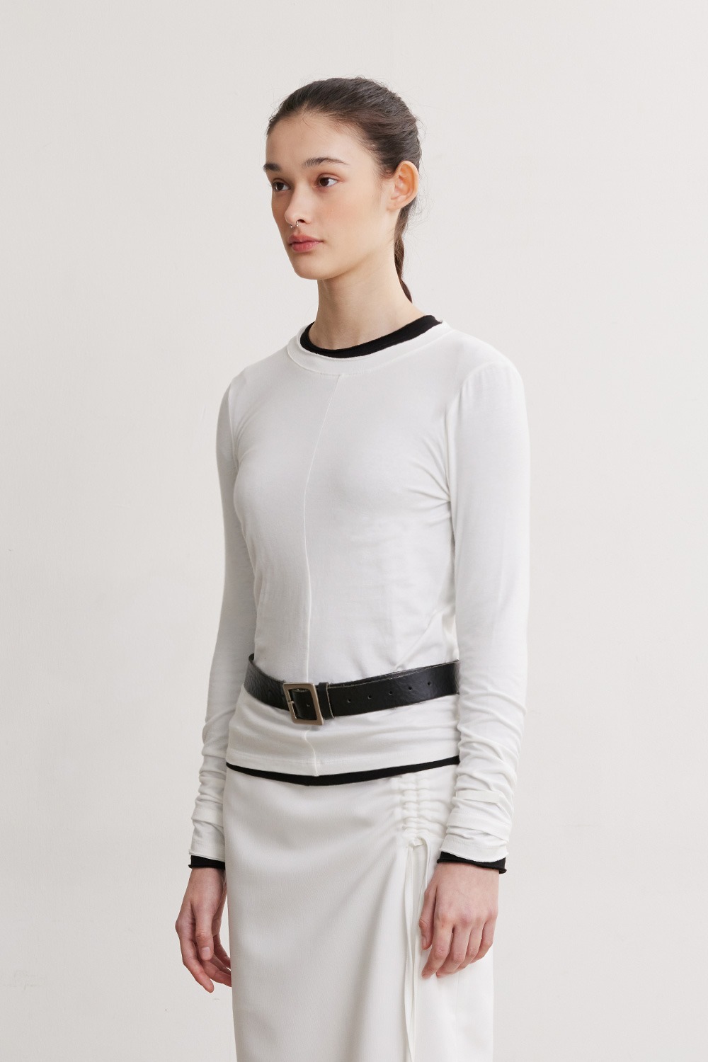 DOUBLE LAYERED LONG SLEEVE TOP (IVORY)